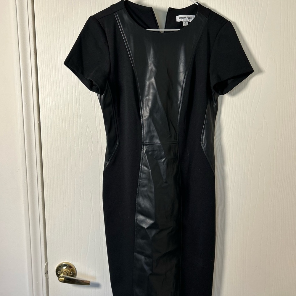 Black Faux Leather Panel Dress